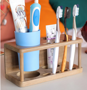 Superior Quality Large Selling Wooden toothbrush Holder Unique Acacia Wooden Color <b>Bathroom</b> Product Wholesale Price - Product Image 1