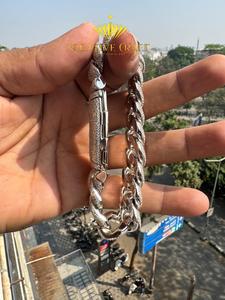 Pulsera de Cadena Cubana de Plata 925 con Moissanita Blanca Redonda de Corte Brillante de 18mm para Hombre, Joyería Hip Hop para Fiestas y Amigos - Product Image 6