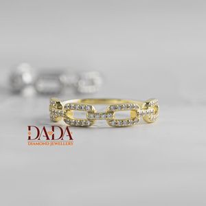Elegant Lab Grown Diamond Link Chain <b>Ring</b> for Women Open Oval Chain Design Modern <b>Statement</b> Fashion Jewelry Everyday - Product Image 1