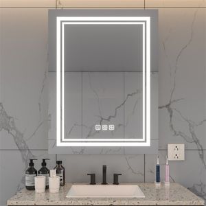 Specchio LED da Bagno Dimmerabile 32x24 Pollici, Montaggio a Parete, Riflessione Full HD, Antiappannamento in 5 Minuti, 3 Colori di Illuminazione Frontale, Materiale in Vetro - Product Image 1