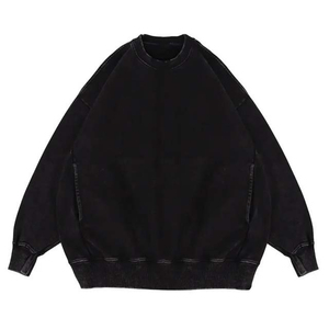 เสื้อสเวตเชิ้ตทรงโอเวอร์ไซส์ ยูนิเซ็กส์ คอโอ ทรงปกติ ผ้าฟอกสี ยับยาก มีกระเป๋าคู่ สไตล์สตรีทแวร์ สีพื้น ผ้าถัก 100% คอตตอน ใส่สบาย - Product Image 3