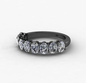 Magnifique bague demi-éternité ovale 4x3mm en argent 925 plaqué or 18 carats avec halo de zirconiums sertis à griffes, bijou raffiné pour elle - Product Image 5