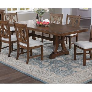 Quercia colore 7 pezzi Set da pranzo formale Look tavolo con foglia e 6 sedie laterali elegante sala da pranzo mobili - Product Image 3