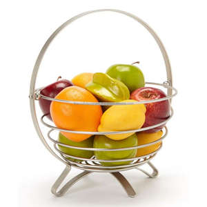 Panier de rangement de légumes de Fruits de haute qualité nickelé belle qualité panier de Fruits à 2 niveaux panier en métal décoratif Offres Spéciales - Product Image 4
