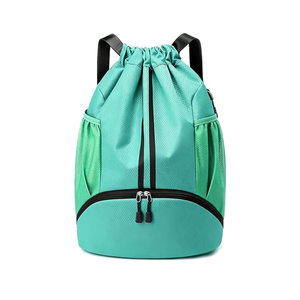 Canvas <b>Drawstring</b> <b>Backpack</b> Side Mesh Pockets Zippered Bottom Compartment 30-40L Model SB06 for Sports - Product Image 1
