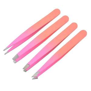 Juego de Pinzas para Cejas Profesionales Personalizadas de 4 Piezas de Acero Inoxidable con Punta Inclinada para Depilación de Cejas, Reutilizables y Duraderas - Product Image 1