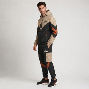 Ensemble de survêtement coupe-vent pour homme : veste à manches longues et pantalon à taille élastique – Confortable pour le sport en extérieur, l'entraînement et la course à pied - Product Image 2
