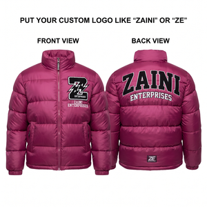 380 GSM Premium Polyester Maroon Quilted Puffer Jacket Custom Embroidery Chenille Patch Logo <b>Winter</b> <b>Coat</b> - Product Image 1