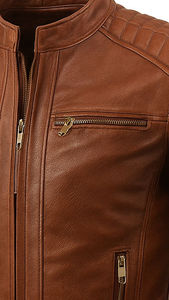 <b>Men</b> Classic Leather <b>Jacket</b> Genuine Leather Casual Outdoor Zip Front Comfortable Regular Fit Fashion Outerwear - Product Image 6