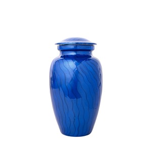 Urne funéraire marbrée dorée pour adulte avec couvercle argenté et sac en velours - Product Image 2