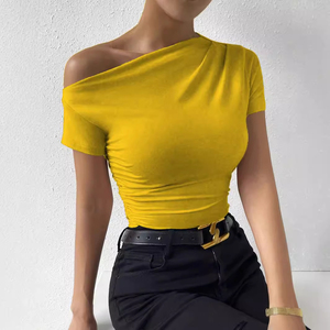 Pull tricoté uni pour femme en coton élasthanne, décontracté, respirant, écologique, séchage rapide, anti-plis, imprimé numérique, 100g, col rond - Product Image 4