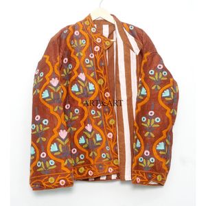 Veste unisexe indienne bohème en coton 100% matelassée et brodée Cotrise, nouveau motif de haute qualité, respirante, écologique, pièce antique - Product Image 6