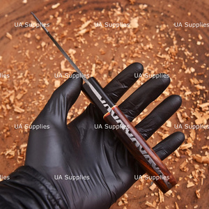 มีดแค้มปิ้งกลางแจ้งแบบ Full Tang Damascus Steel Gut Hook ด้ามเรซิ่นกันลื่น ใบมีดเกรดอุตสาหกรรม หนา 0.5 มม. พร้อมซองหนัง - Product Image 5