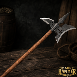 Hacha de Halberdín Medieval Antigua Forjada a Mano, Martillo Oscuro de Acero de Alto Carbono con Mango de Madera de 91 cm, Estilo Europeo - Product Image 3