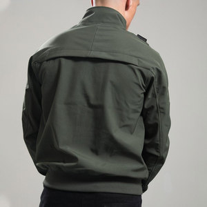 Chaqueta Softshell Verde Oliva para Hombre, Cuello Alto, Cierre de Cremallera, Resistente al Viento, Informal, para Otoño, Corte Regular, Exterior de Poliéster - Product Image 5