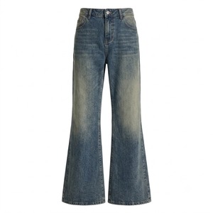 Jean en denim déchiré délavé coupe droite taille mi-haute pour homme, style décontracté vintage en coton uni, idéal été-printemps - Product Image 6