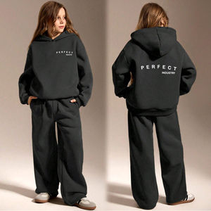 Ensemble sweat-shirt et pantalon de survêtement oversize pour jeunes filles, en coton éponge tricoté respirant 500 GSM, teint uni, coupe large, haute qualité, hiver - Product Image 6
