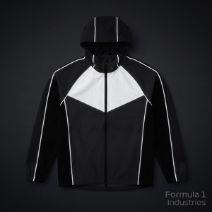 Custom Logo Mens Windbreaker <b>Jacket</b> High Visibility 3mm <b>Reflective</b> Piping Line Loose Fit Hooded <b>Running</b> Outerwear Waterproof str - Product Image 3