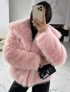 Abrigo de lana estilo trench de lujo con cuello grande de piel de zorro, doble faz de cachemira con piel auténtica, para mujer, otoño-invierno - Product Image 2