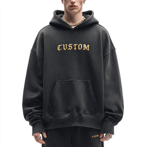 Sweat à capuche pour homme personnalisé, 100% coton molletonné, poids lourd, grande taille, broderie personnalisée, respirant, écologique - Product Image 6