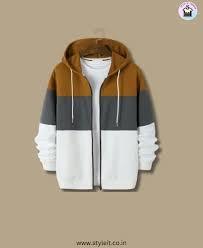 Sudadera con capucha de algodón de 350 g/m² con bloques de color y cremallera completa para hombre, ropa deportiva de corte y confección. - Product Image 2