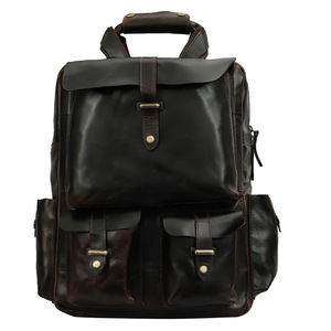 Custom Leather Rucksack Bag Vintage Zipper Laptop <b>Backpack</b> <b>Waterproof</b> Business Travel Large Capacity Leather Canvas Design - Product Image 2