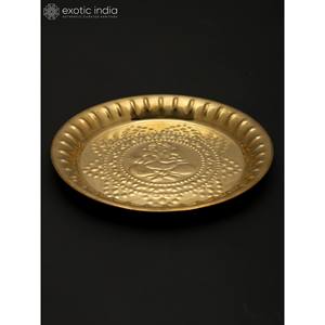 จานประกอบพิธีกรรมพระพิฆเนศขนาด8นิ้วทำด้วยมือทำจากทองเหลืองของตกแต่งบ้านแบบอินเดียดั้งเดิม - Product Image 4