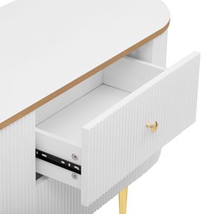 Meuble TV moderne pour téléviseurs jusqu'à 80 pouces, centre de divertissement avec 4 tiroirs et 1 armoire, table console en bois avec pieds en métal - Product Image 5