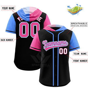 เสื้อเบสบอลแบบซับลิเมชั่นสั่งทำพิเศษ แบบมีฮู้ด แขนสั้น ระบายเหงื่อได้ดี พิมพ์ชื่อทีม ใส่ได้ทุกฤดู สำหรับผู้ใหญ่ - Product Image 6