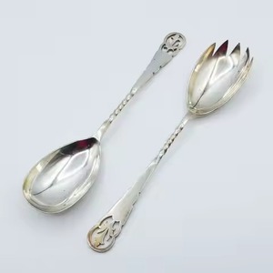 Luxury Mirror Polish Metal Salad Serving Set for Elegant Buffet and Dining Room Styling - Product Image 1