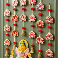 Hiasan Dinding Toran Gantung Berbahan Logam Art Deco Lotus Ganesh Bandhanwar untuk Dekorasi Rumah, Ruang Pooja, Mandir, Pernikahan, dan Diwali