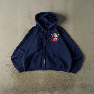 Sudadera con capucha para mujer, 100% algodón, transpirable, cómoda, estilo vintage de los 90, azul marino, con cremallera, muy vendida. - Product Image 1