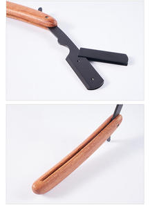 Wood Handle Straight <b>Razor</b> Stainless Steel Blade Single Blade For Face Shaving Smooth & Comfortable Professional - Product Image 5