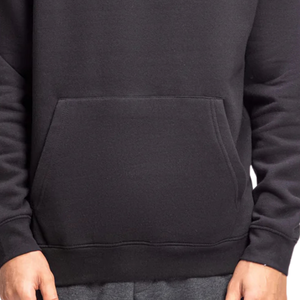 Sudadera con Capucha Negra para Hombre, Mezcla de Algodón Suave, Sudadera con Capucha de Felpa, Manga Larga, Corte Regular Informal, Bolsillo Delantero para Invierno - Product Image 6