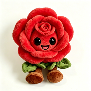 Peluche de rosa roja, lindo peluche de rosa sonriente, peluche de flor kawaii, peluche de rosa antropomórfico, regalo de San Valentín - Product Image 5