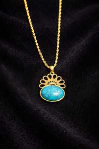 Grand collier ovale en filigrane turquoise, argent 925 plaqué or, bijoux de fiançailles vintage, NIKHIL GEMS, certifié par un tiers, OEM - Product Image 6