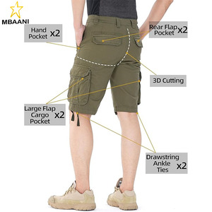 Shorts cargo pour homme en coton, coupe décontractée, style outdoor, multi-poches - Product Image 4