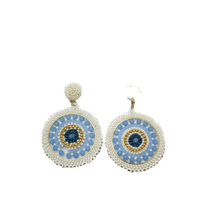 Trending Hot Sales White Rounded Embroidery Design Earrings Fashionable Classic Unisex for Gifts and Parties by Aaliyan Impex - Product Image 1