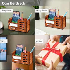 Organisateur de bureau en placage de noyer MDF en gros |   Meuble de rangement de bureau en bois - Product Image 5