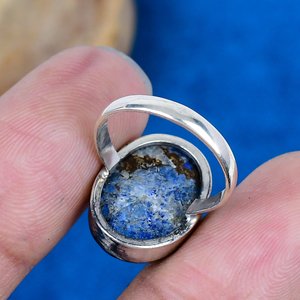 Natural Lapis Lazuli Oval Shape Gemstone <b>Ring</b> 925 Sterling <b>Silver</b> - Product Image 4