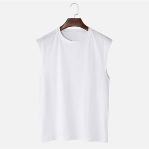 Oversize Casual Knitted Men Solid Color Sleeveless <b>Tank</b> <b>Top</b> O-Neck Knitted Casual Wear <b>Yellow</b> - Product Image 2