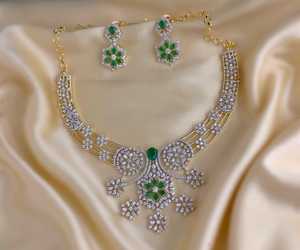 Premium Quality CZ Matte Finish <b>Necklace</b> Set Beautiful Design Suits Both Ethnic And Western Wear Perfect For Party Wear - Product Image 1