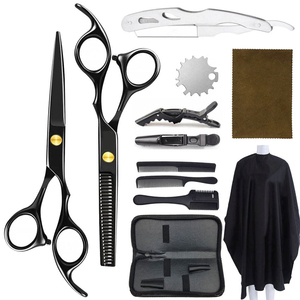 Ensemble de coupe de cheveux professionnel en acier inoxydable avec logo personnalisé, ciseaux de coiffure à manche en céramique pour démêlage et affinage, vente en gros - Product Image 1