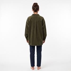 Camisa Oversize de Pana para Mujer, Estilo Vintage, Casual, Cálida, para Invierno, OEM, ODM, Venta al por Mayor, Fábrica, Logotipo Personalizado, MOQ Bajo - Product Image 2