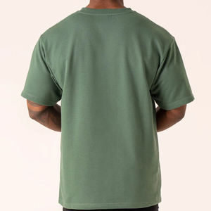 Camiseta Personalizada de Algodón Verde para Hombre, 100% Algodón, Cuello Redondo, Manga Corta, Corte Regular, Informal, Tejido de Punto, Color Sólido, Diseño Liso - Product Image 2