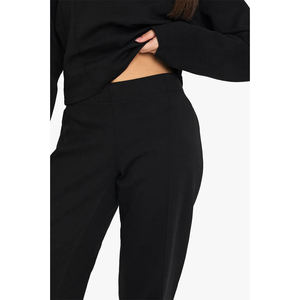 Women's Black 2-Piece Knitted <b>Set</b> Long <b>Sweater</b> Wide Leg Pants Casual Loose Fit Full Length Solid Color Summer Eco-friendly - Product Image 4
