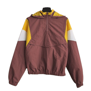 Color Block Windbreaker Custom Made Hooded Anorak For Men Sporty Half Zip Pullover Blouson Jacket Autumn Wear Loose Fit Jacket - Product Image 1