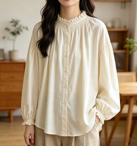 Chemisier midi décontracté et ample pour femme, style rétro, respirant, écologique, taille naturelle, design simple, collection automne-hiver, soldes - Product Image 1
