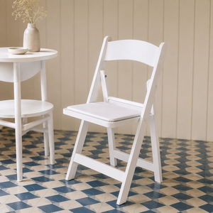 White Resin Foldable <b>Dining</b> <b>Chair</b> Indoor/Outdoor Home Office Workshop Water Resistant Modern Design Easy-to-Handle Stylish - Product Image 1