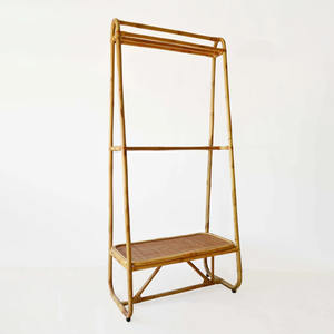 Porte-vêtements et étagères à chaussures en rotin, prix de gros, support de rangement pour vêtements, tringle à vêtements - Product Image 1